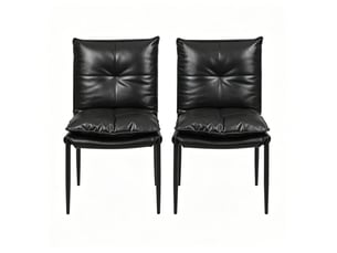 Lot de 2 chaises de salle à manger noires avec dossier ergonomique et pieds en métal