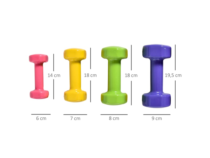  Ensemble 8 haltères hexagonales 20 kg (4 paires : 4321 kg), néoprène antidérapant, domicile, multicolores.  - Conforama E