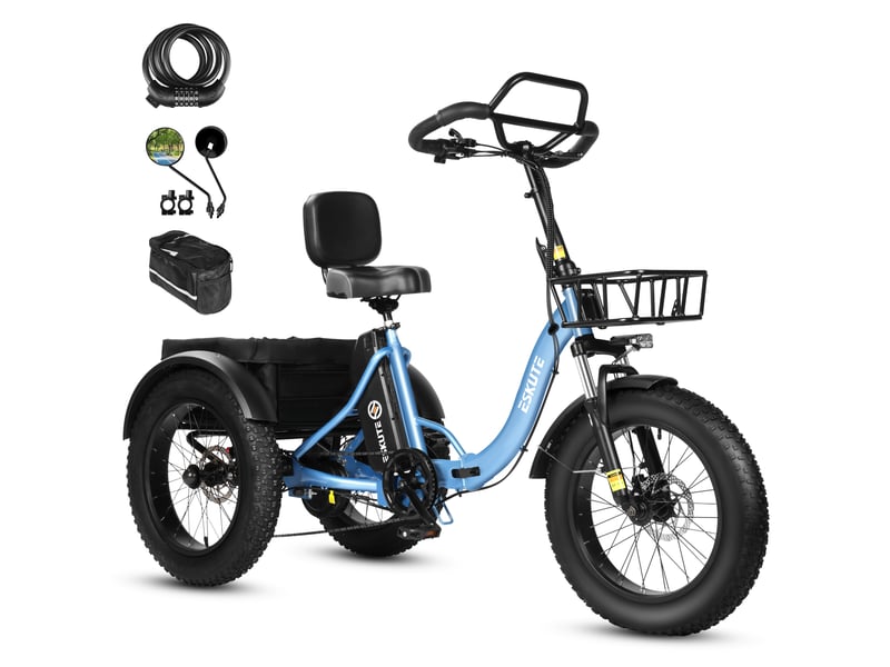  Tricycle électrique 20 eskute t302pro, 48v 250w 20.8ah, bleu  - Conforama A