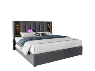 Lit coffre 180x200 cm coloris gris
