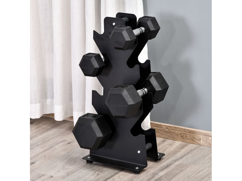  Lot de 2 haltères hexagonaux de 4 kg chacun en métal noir, poignées moletées, pour entraînement à domicile ou en salle  - Conforama B