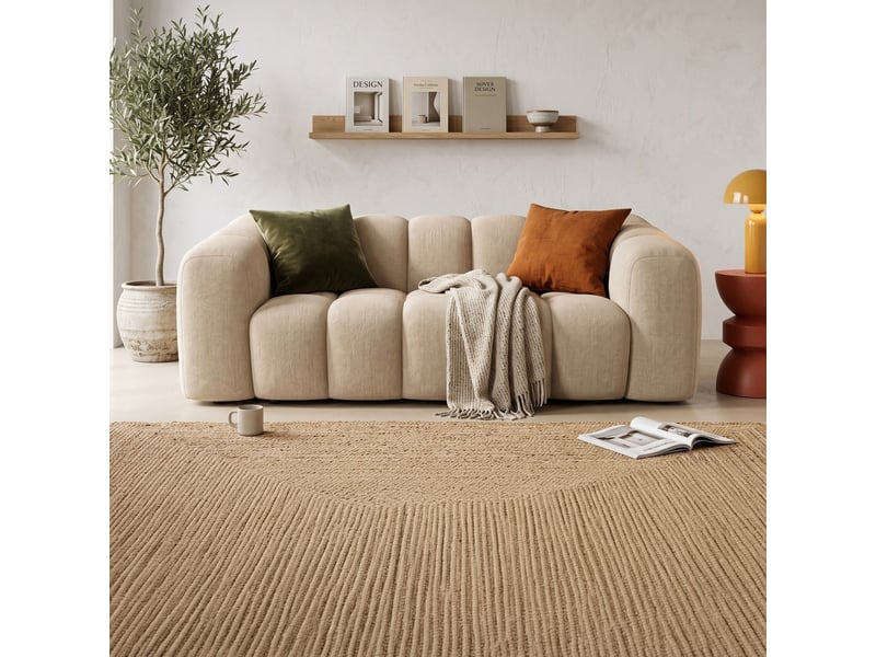  Canapé capitonné 3 places en tissu chenille taupe - belleville Belleville - Conforama B