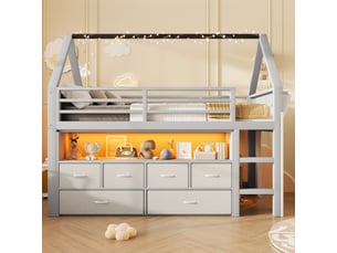 Lit mezzanine 90x200 cm CozyNest coloris gris