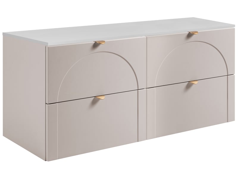  Meuble sous-vasque suspendu aura 120 cm avec plan blanc cachemire mat k  - Conforama A