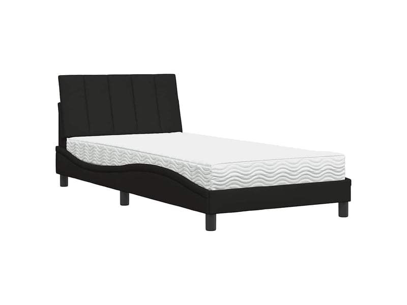 Lit avec matelas hanko noir 100x200 cm tissu - Conforama A