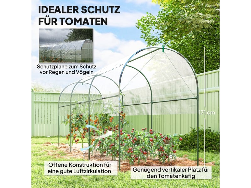  Serre d'hiver en film - transparent - acier inoxydable - toit en arc - bâche renforcée anti-uv 400x123x171cm - Conforama D