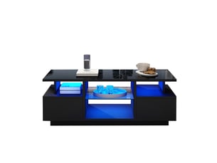 Table basse rectangulaire coloris noir <strong>WISHDOR</strong> <strong></strong> - 50 cmx100 cm