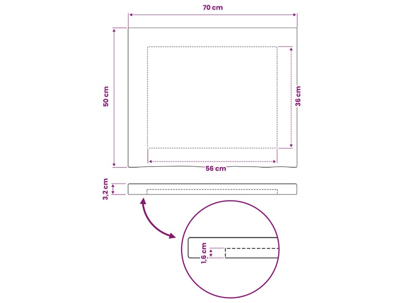  Vidaxl plateau de table rectangulaire 90 x 50 x 3,5 cm rectangulaire  - Conforama C