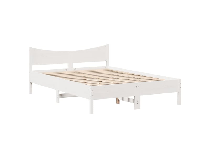  Lit double- lit adulte -  cadre de lit et tête de lit blanc 140x190 cm bois de pin massif  - Conforama D