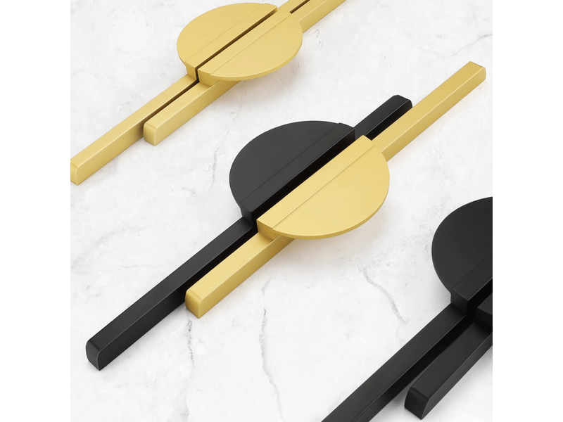  Jeu de 2 poignées pour meubles de cuisine avec une distance entre les centres de 160 mm, dorées, pour meubles de cuisine, pour portes.  - Conforama B