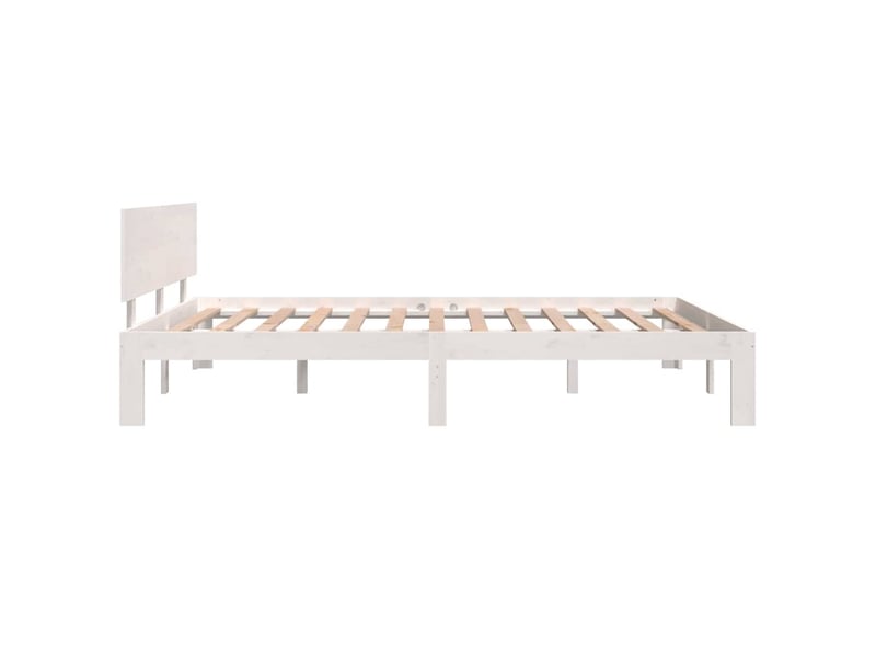  Lit double- lit adulte -  cadre de lit sans matelas blanc bois de pin massif 140x200 cm  - Conforama D