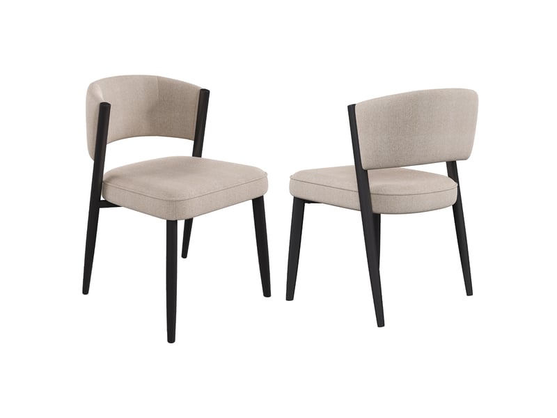 Lot de 2 chaises de salle à manger 60x49x80 cm en chenille taupe  - Conforama A