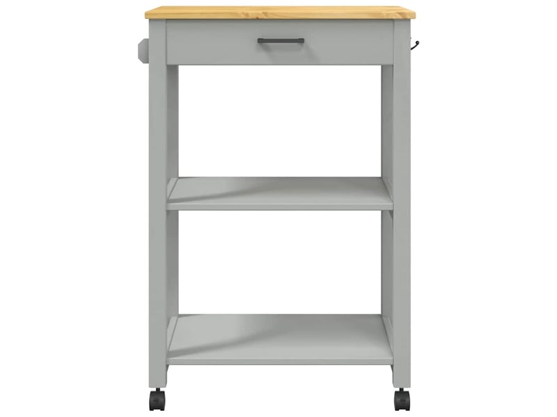  Desserte de cuisine, chariot de rangement monza 60x40x88,5 cm gris bois massif de pin  - Conforama E