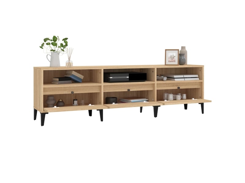  Meuble tv - banc tv - meuble de rangement chêne sonoma 150x30x44,5 cm bois d'ingénierie  - Conforama E