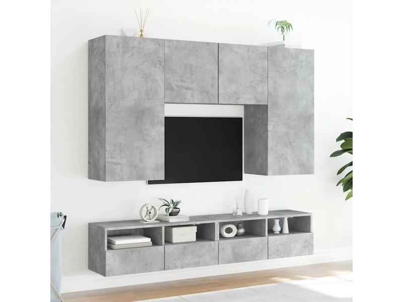  Meubles tv - banc tv - meuble de rangement muraux 2pcs gris béton 100x30x30cm bois d'ingénierie  - Conforama D