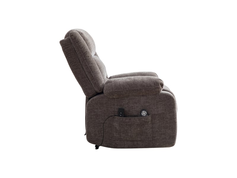  Fauteuil releveur électrique gris avec massage, chauffage, dossier et repose-pieds réglables  - Conforama D