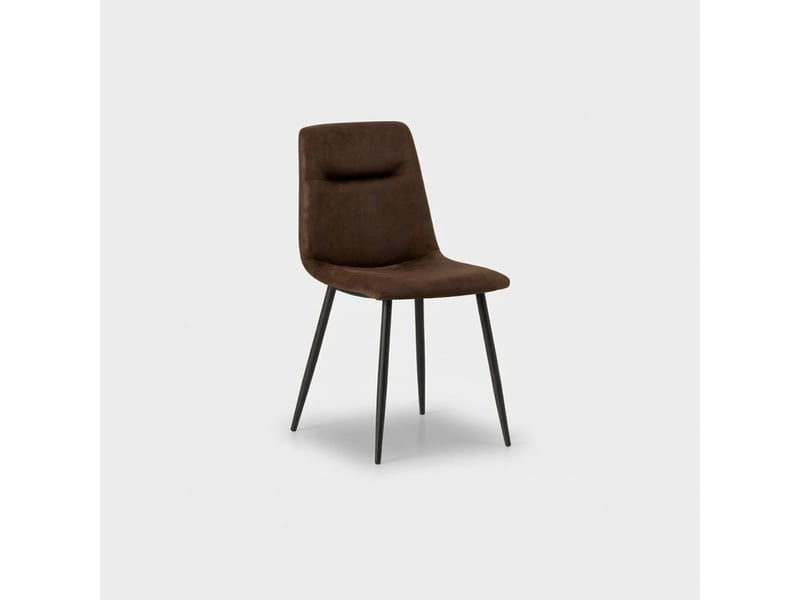 Lot de 4 chaises design en similicuir et métal pour salle à manger tia - marron  - Conforama C