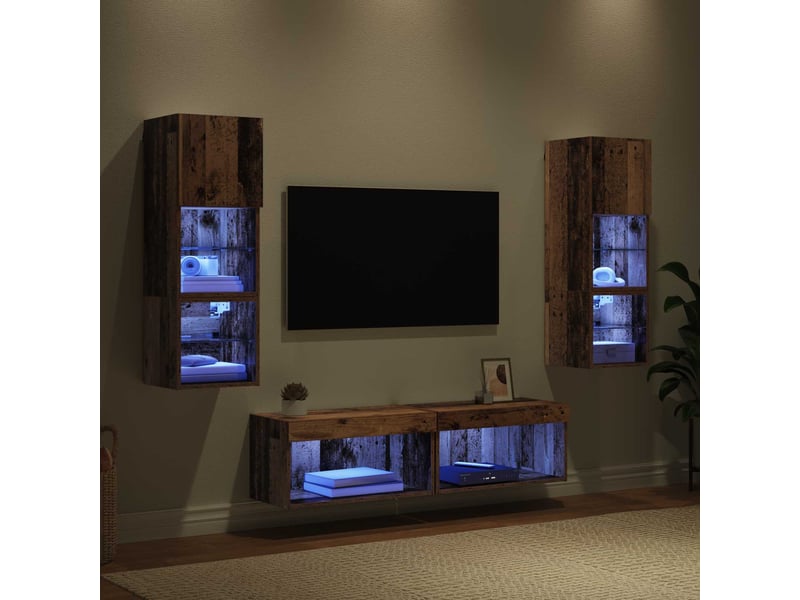  Unité murale de tv 6 pcs bois ancien bois d'ingénierie shl32147  - Conforama E