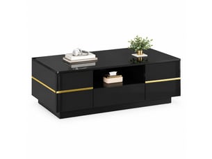 Table basse rectangulaire coloris noir <strong>CHICFURN</strong> <strong></strong> - 50 cmx100 cm