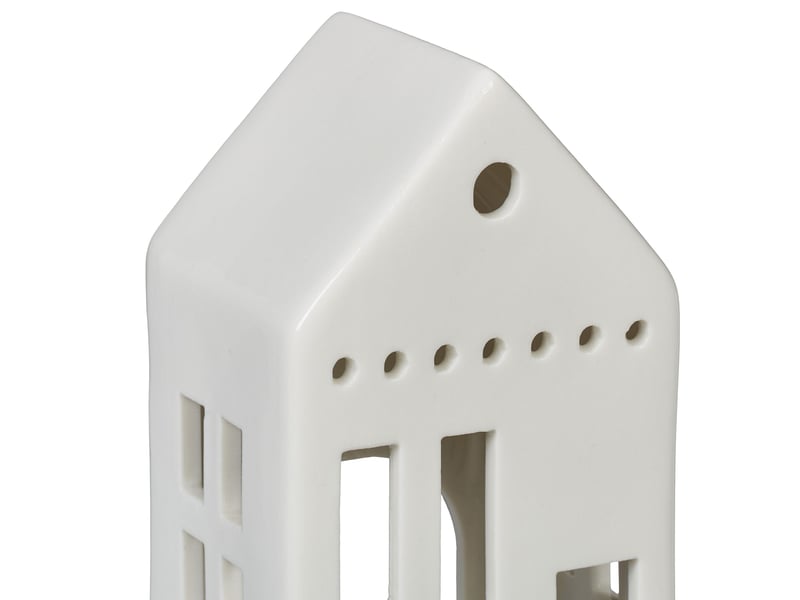  Photophore en forme de maison ambiance cosy déco intérieur 18 x 12 x 12 cm en porcelaine blanche 13_0015178  - Conforama E