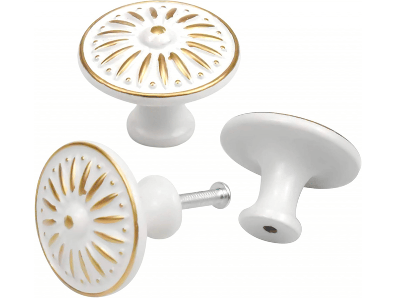  Paquet de 10 tirants vintage pour portes et tiroirs, bouton pour meubles de 35 mm, boutons ronds pour tiroirs, (blanc)  - Conforama B