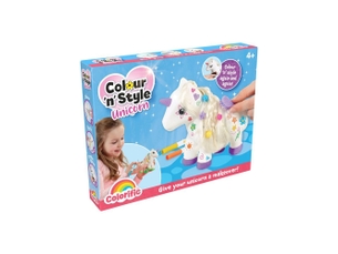 Kit creatif licorne blanche a decorer reutilisable avec 5 feutres effacables a sec perles et chiffon