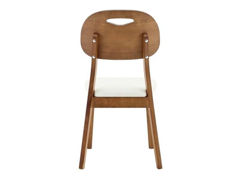 Lot de 2 chaises de salle à manger en bois modernes - dossier ovale, poignée intégrée, rembourrées - Conforama D