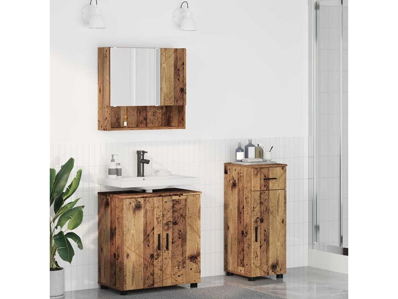  Ensemble de mobilier de salle de bain 3 pc bois ancien cf64259  - Conforama B