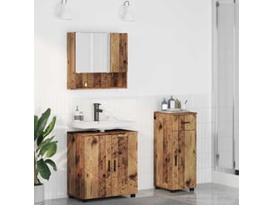 Ensemble de mobilier de salle de bain 3 pc bois ancien cf64259