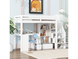 Lit mezzanine 90x200 cm <strong>MODENUIT </strong>  <strong></strong> coloris blanc