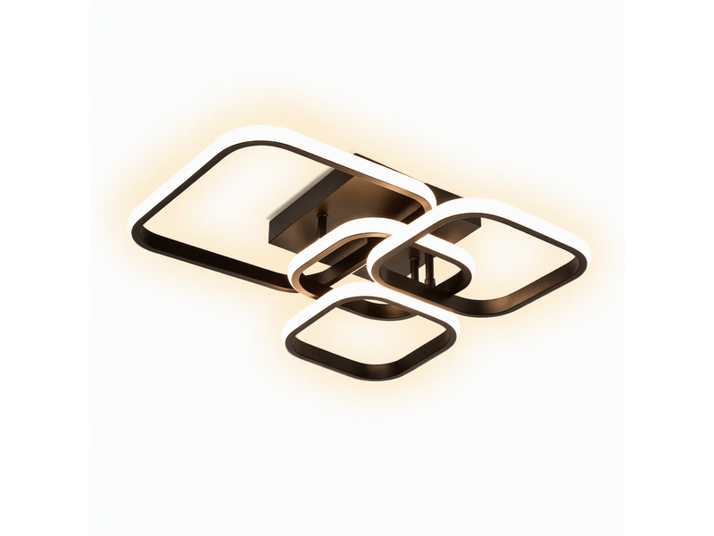 Plafonnier led moderne 4 carrés, l46 x l41 x h10 cm, lampe de plafond 35 w 3033 lm, noir sable, 3 cct mémoire, salon, chambre, cuisine - Conforama A