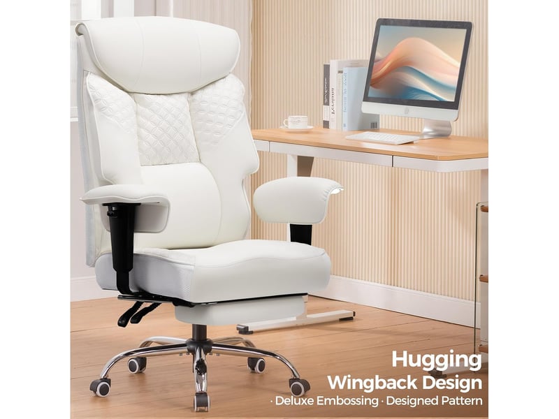  Gtplayer chaise de jeu pour personnes de forte corpulence avec assise 3d, repose-pieds, pu, 180kg - blanc CH810-WT - Conforama C