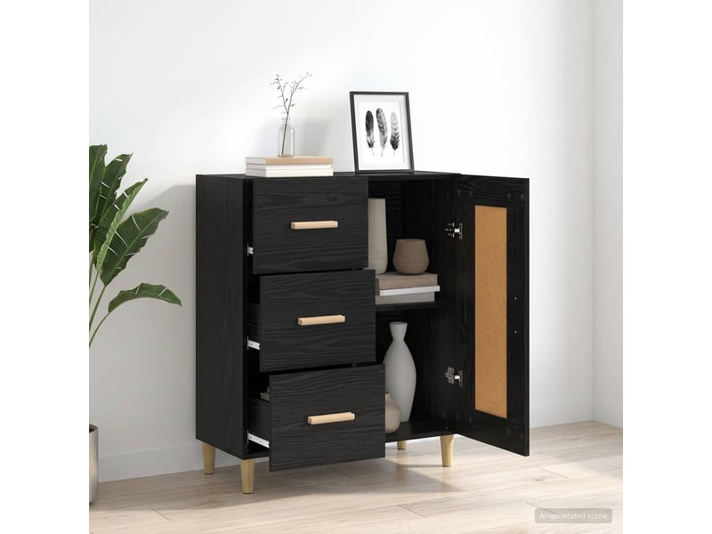  Buffet - bahut - meuble de rangement chêne noir 69,5 x 34 x 90 cm bois d'ingénierie  - Conforama D