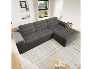 Canapé d'angle modulable 4 places 253x161x89 cm, design sans cadre, modules combinables, velours côtelé, gris foncé