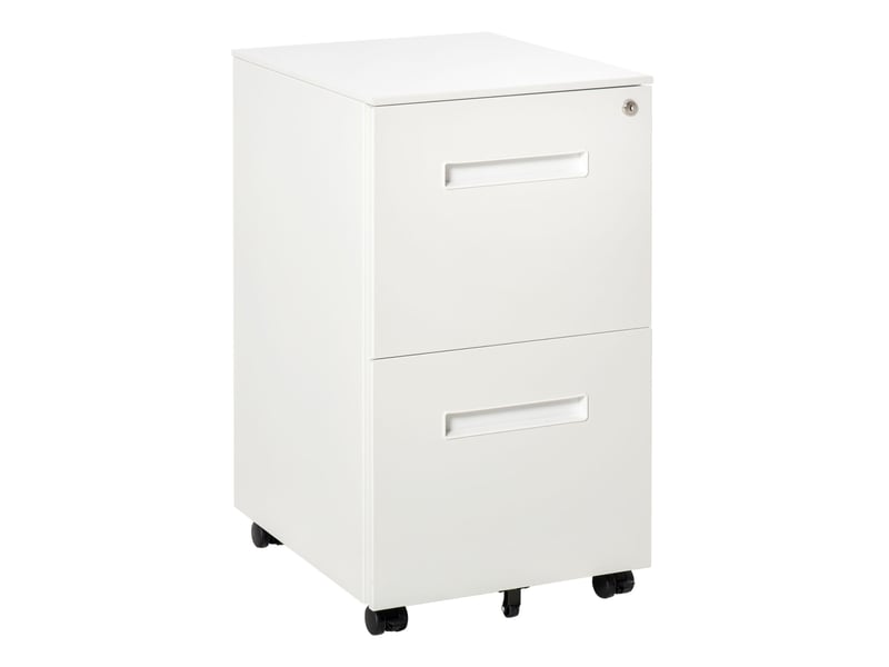  Caisson à roulettes 39x48x67 cm, 2 tiroirs, verrouillable, acier blanc  - Conforama A