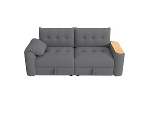 Canapé modulaire 2 places 207,5 x 80 cm – gris – rangement, table pivotante et appuie-tête intégré