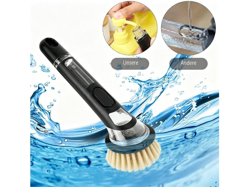  Brosse de nettoyage avec distributeur de savon, noir, nettoyage puissant, convient pour les casseroles, les éviers, etc. Jaune poils longs ZYS02934LHY - Conforama E