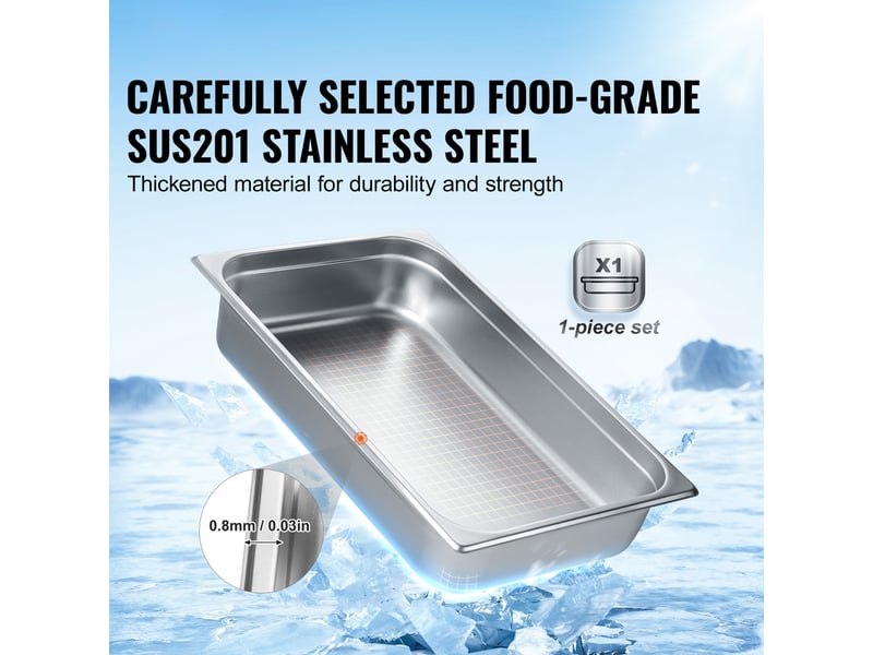  Poêle à vapeur anti-bourrage,succebuy grande taille,acier inox 0,8 mm,4 pouces de profondeur,conservation des aliments  - Conforama D
