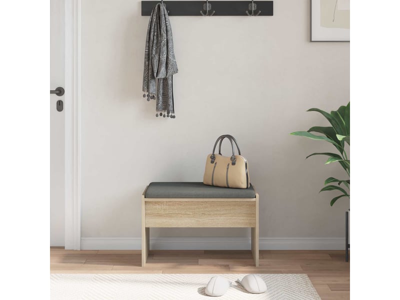  Banc d'entrée, banc interieur avec coussin chêne sonoma 63x38x40 cm  - Conforama D