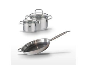 Lot poêle 32cm & 2 faitouts 1216cm elo relief solution