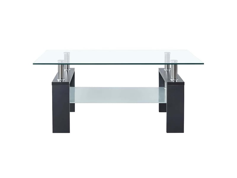  Table basse rectangulaire | table de salon gris et transparent 95x55x40 cm verre trempé  - Conforama D