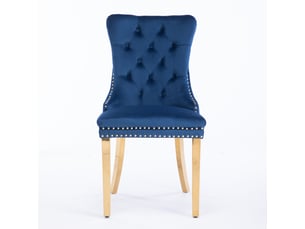 Lot de 2 chaises de salle à manger en velours bleu