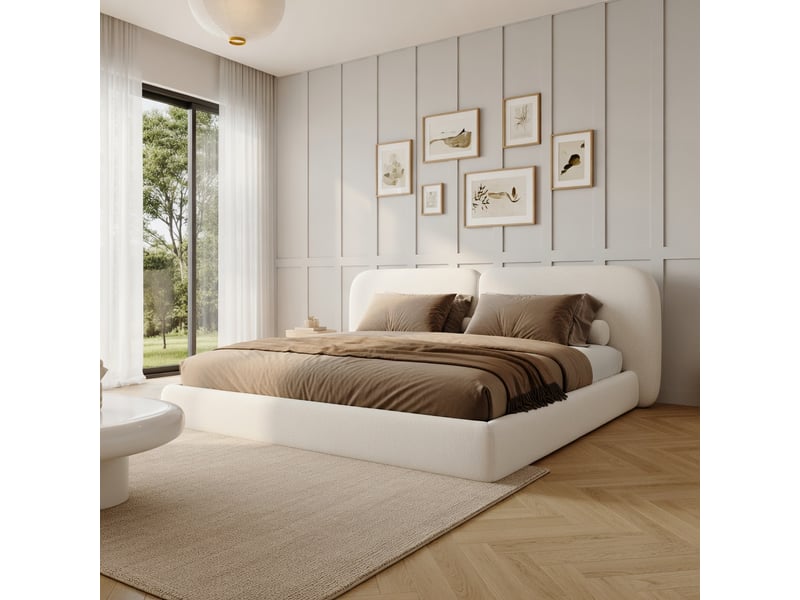  Lit d'enfant 90 x 200, avec un couvre-lit en lin doux et des barrières de sécurité sur tout le pourtour,beige  - Conforama D