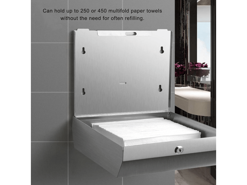  Distributeur d'essuie-mains mural en acier inoxydable avec serrure, distributeur de mouchoirs grande capacité,argent  - Conforama B