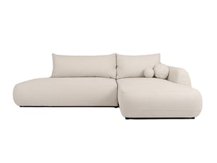 Canapé d'angle droit convertible LOUNGITUDE FABIO 5 places Tissu beige avec coffre de rangement