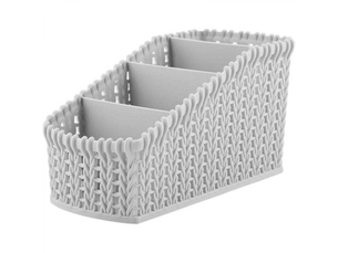 Organisateur de cosmétiques pour comptoir de salle de bain tondeuses à cheveux, boîte de rangement de bureau en rotin multi-grilles