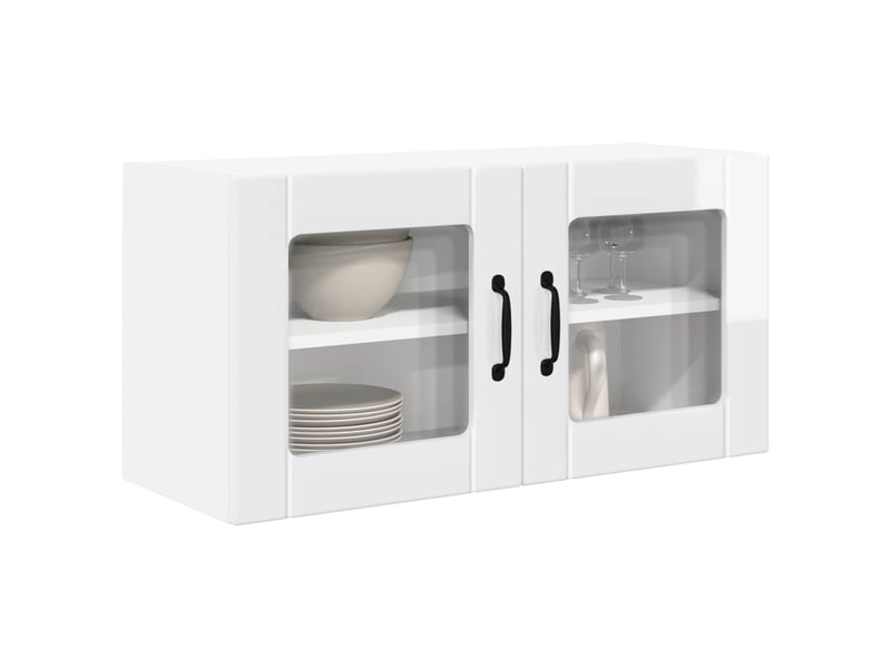 Meuble mural de cuisine, cabinet en verre mural blanc brillant 80x31x40cm shl5859  - Conforama C