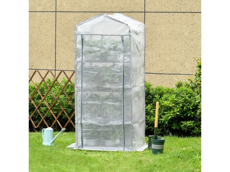  Mini-serre 70x50x160 cm avec 4 niveaux blanche  - Conforama C