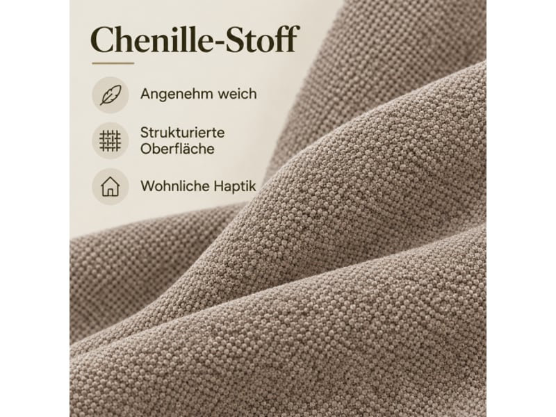  Lot de 2 chaises en métal aspect bois, assise respirante, style moderne, chenille, noyer + taupe  - Conforama E
