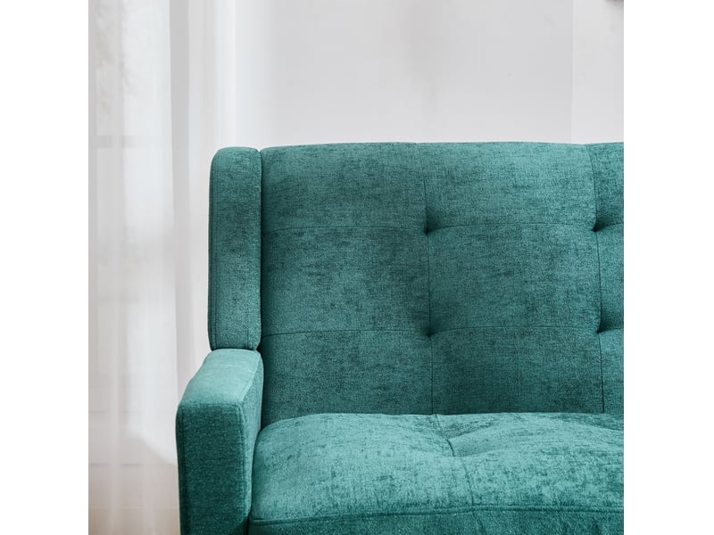  Lot de 2 fauteuils d'accent 1 place &amp; 2 places mousse haute densité pieds en bois vert rétro  - Conforama D